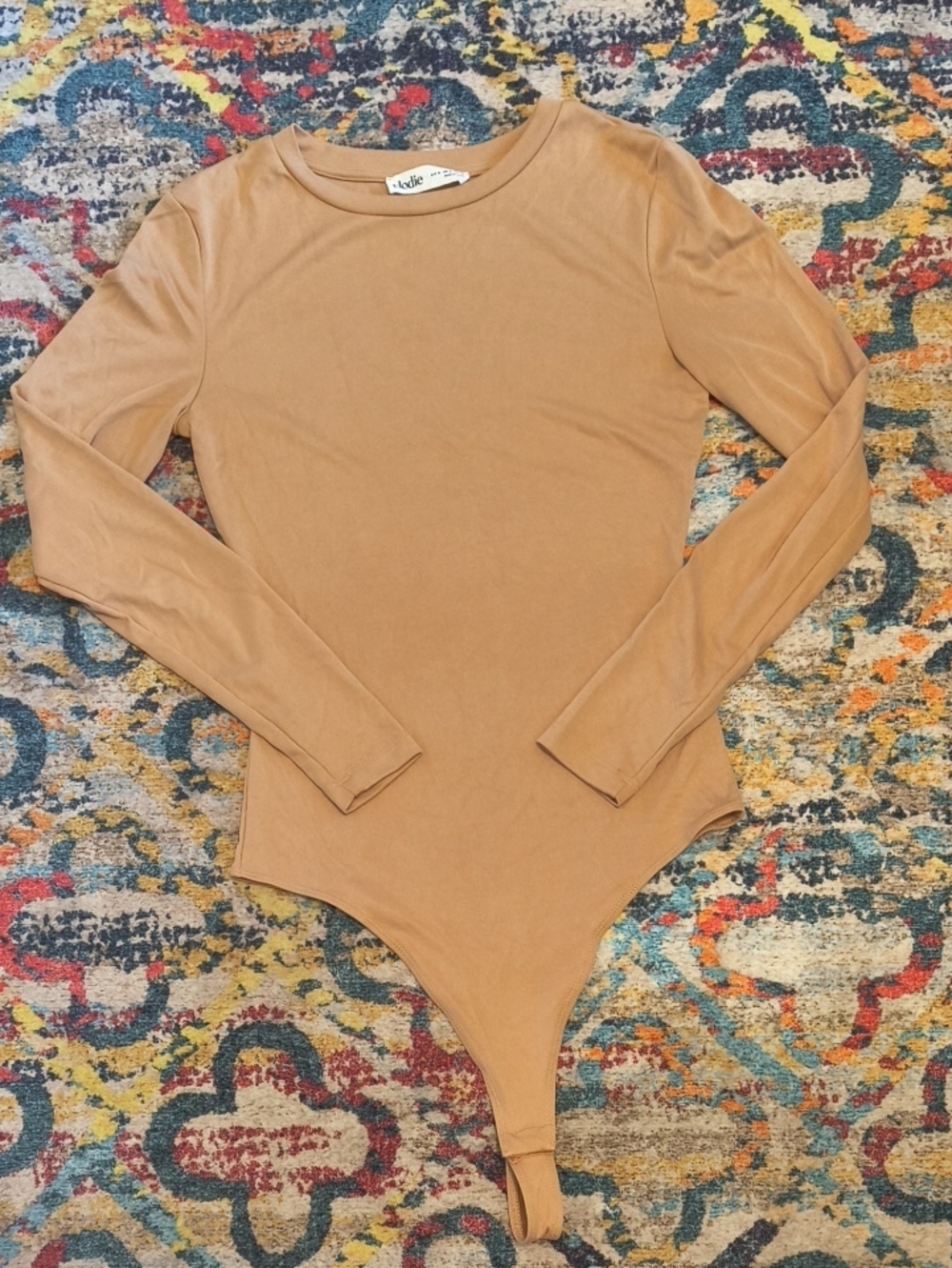 Elodie Camel Ribbed Long Sleeve Bodysuit